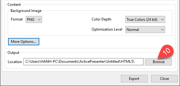 output location