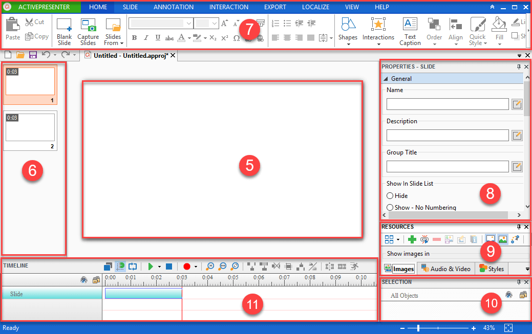 Active Presenter User Interface