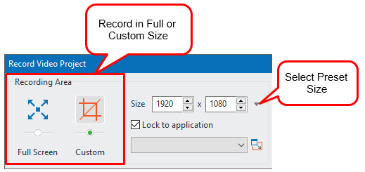 Set capture size and dimension