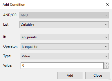 Add condition for action