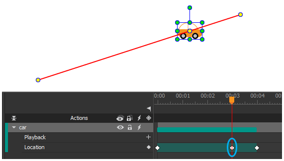 Add a Location keyframe to create a key anchor point.