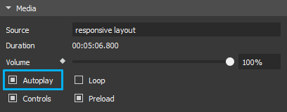 Select Autoplay to automatically play HTML5 video and audio.