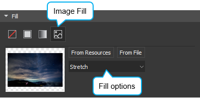 It’s possible to specify an image as the background of a scene or an element.