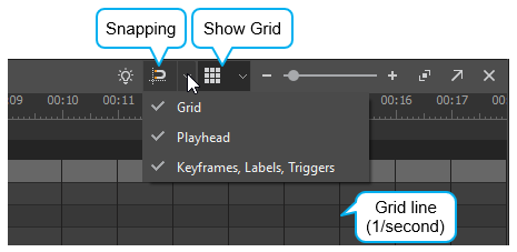 Timeline snapping lets you easily line up timeline items.