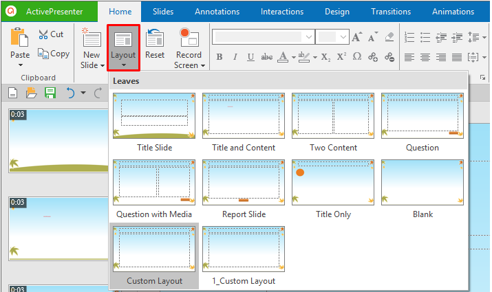 Change layouts of existing slides