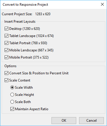 convert to responsive projects