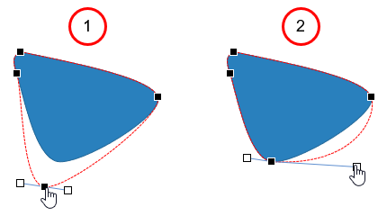 Use anchor points and control points to edit freeform.
