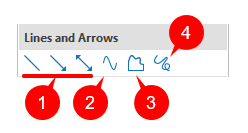 You can draw lines, curves, freeform shapes, and freeform scribbles.