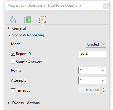 Components of Score and Reporting Section