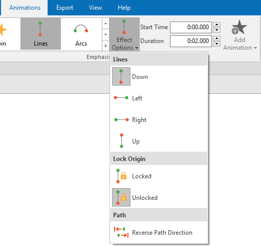Effect options