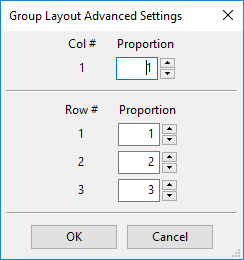 Group layout settings