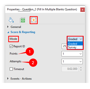 Depending on your demand, select Graded mode or Survey mode