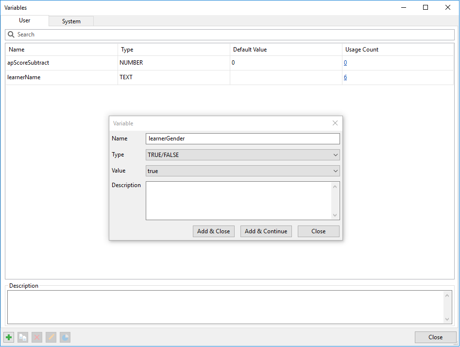 Learn how to add variables and work with them in ActivePresenter 7.