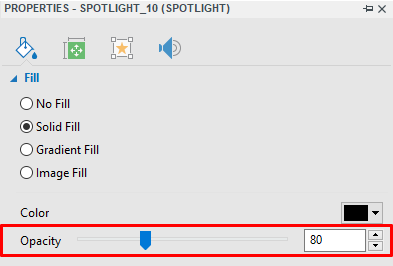 Spotlight helps you easily direct your audience attention to a specific part of a slide.