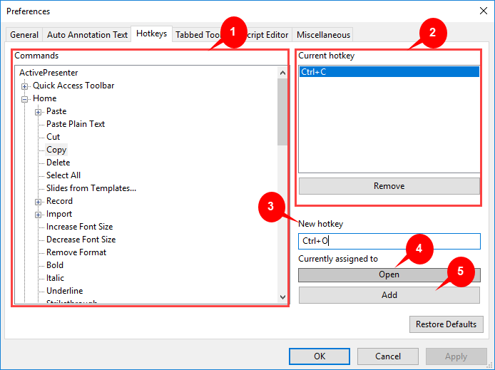 Customize hotkeys - hotkey tab 3