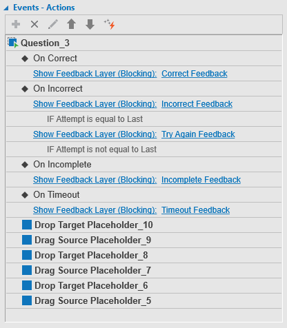 Default events actions for the Drag-n-Drop question