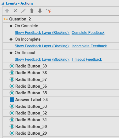 Default events-actions of rating scale question