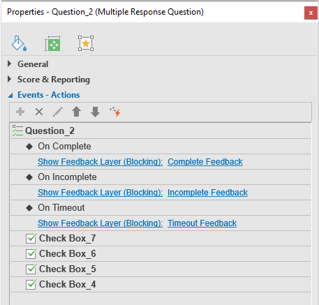 Events-Actions in Multiple Response Questions