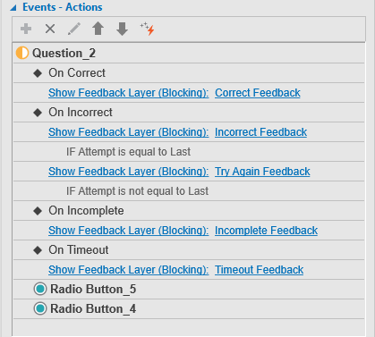Events - Actions of True False Questions