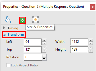How to Resize Multiple Response Question