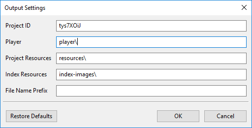 Output settings