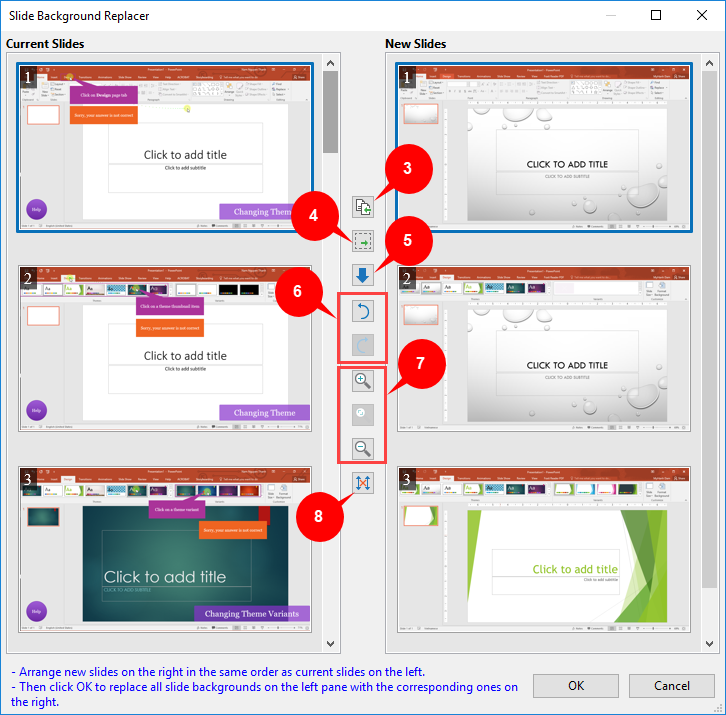 Replace slide backgrounds window
