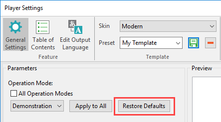 Restore Defaults