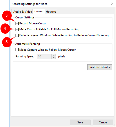 change mouse cursor - cursor tab