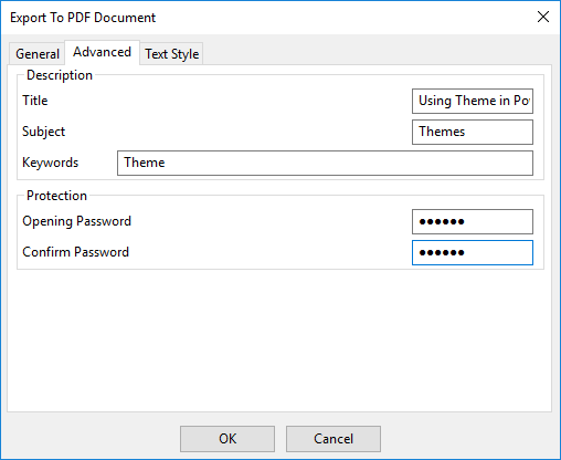 Export to PDF - advacned tab