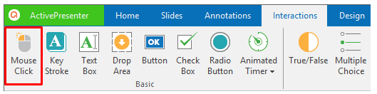 Insert a mouse click