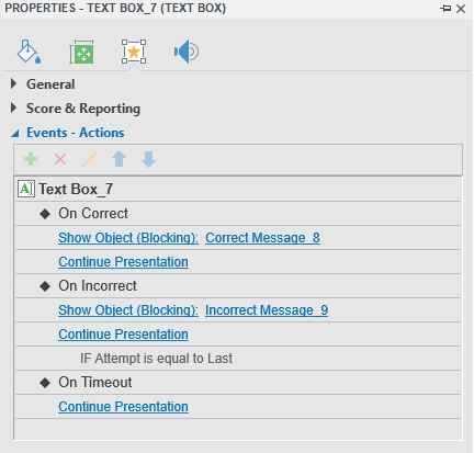 Add events-actions to the text box