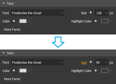 Overridden properties, animations, and the elements contain them are marked orange.