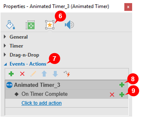 Adding Events and Actions for Timer