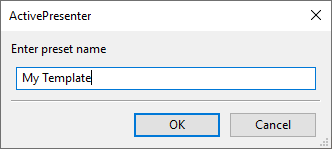 Enter a name in the pop-up dialog and click OK
