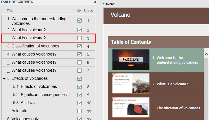 Hide the third entry in the TOC