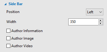 Go to General tab, click General Parameters. click Side Bar