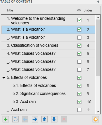 Go to the Table of Contents tab for more options