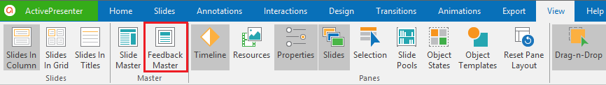 Initially, open the View tab > Feedback Master