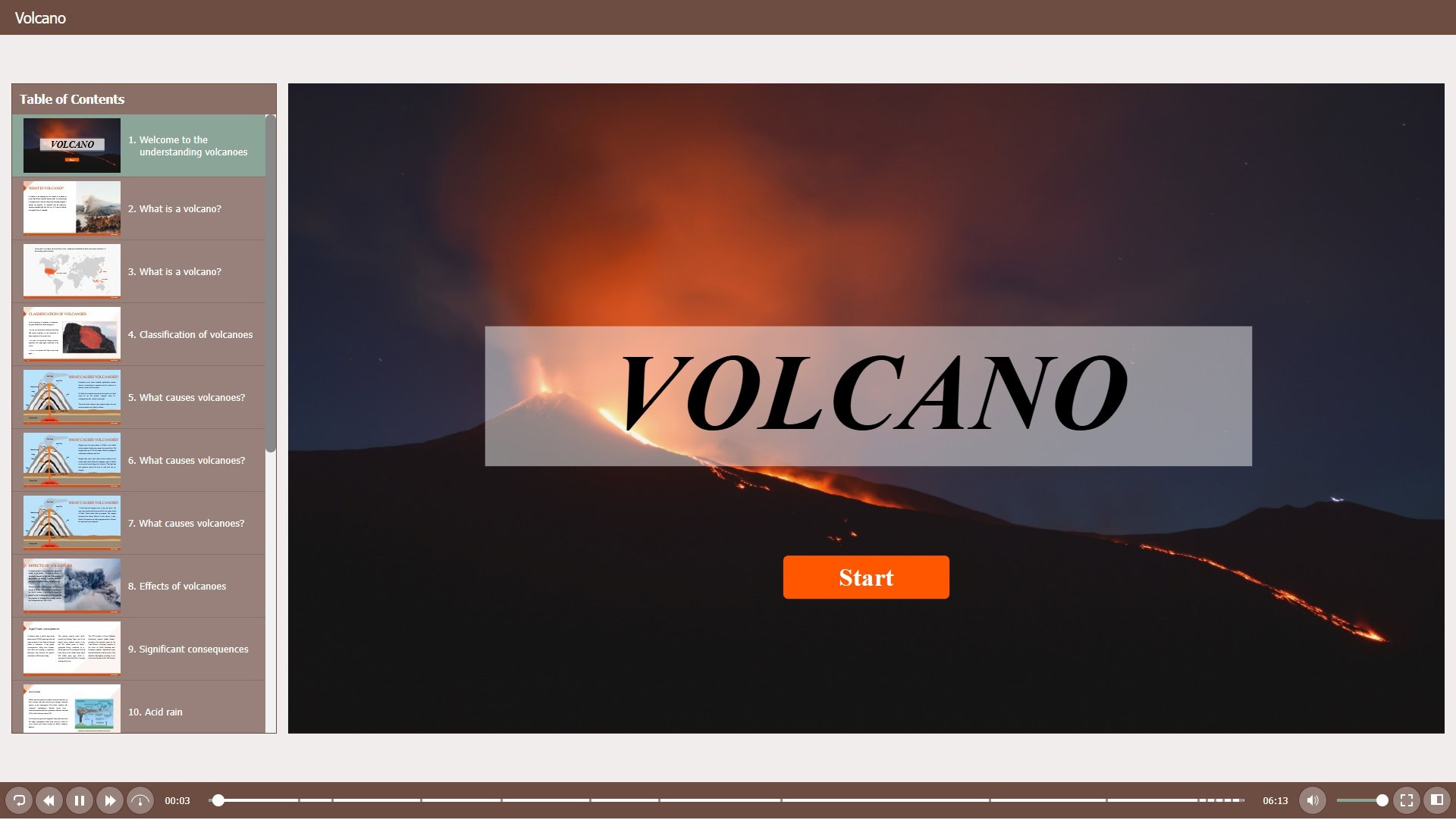 volcano ActivePresenter navigation effective elements