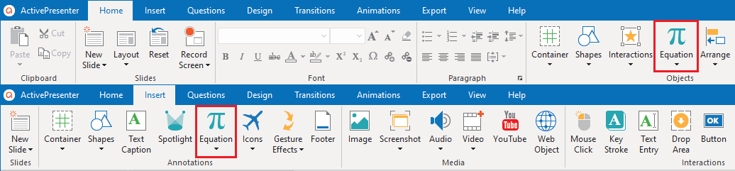 Home & Insert tab