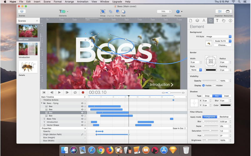 Tumult Hype is a HTML5 creation app which is helpful for creating gorgeous, stunning animated and interactive web content that can work on desktops, smartphones, and iPads.