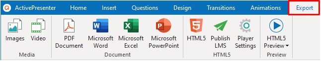 Exporting formats