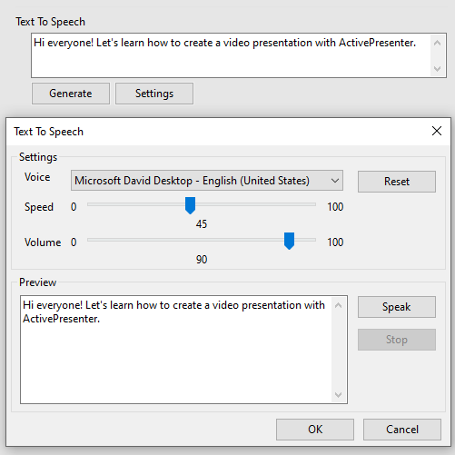 Convert text to speech