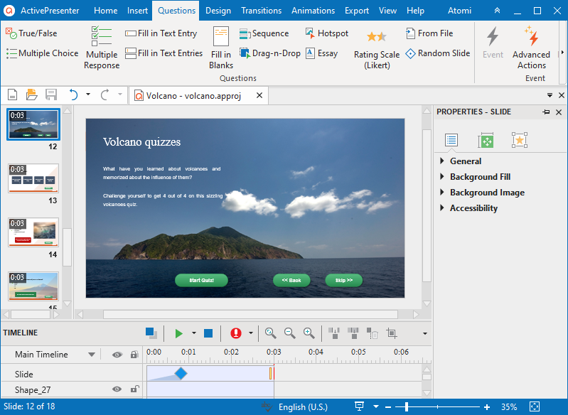 slides in video presentation