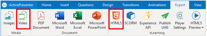 Export tab