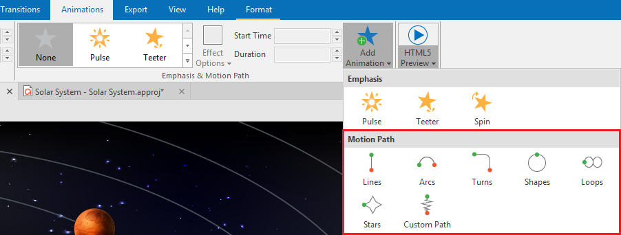 Add motion path to create interactive images