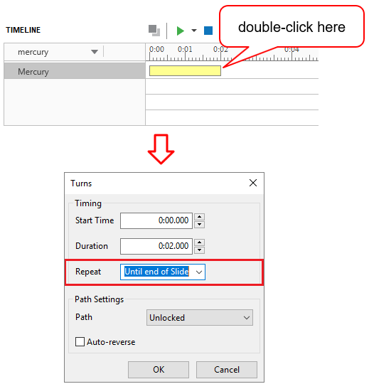Make the planets orbit around the sun by select repeat until end of slide