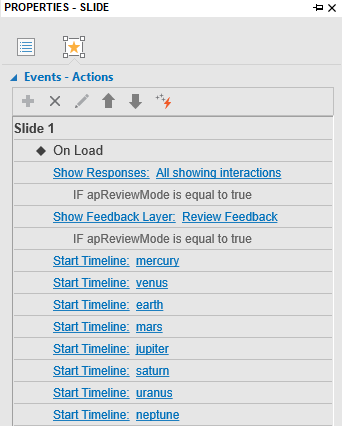 Add Start Timeline action of all the planets on On Load event of the Slide