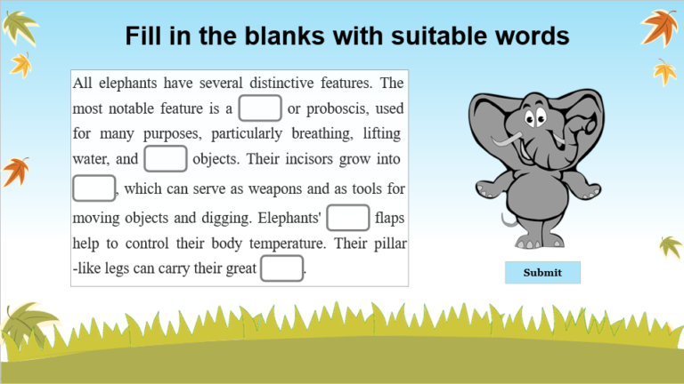 A Fill in Blanks Question Example Created in ActivePresenter