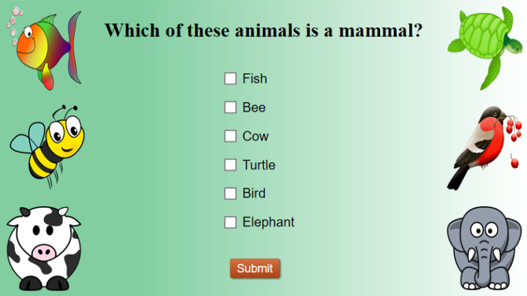 A Multiple Response Question Created in ActivePresenter 8